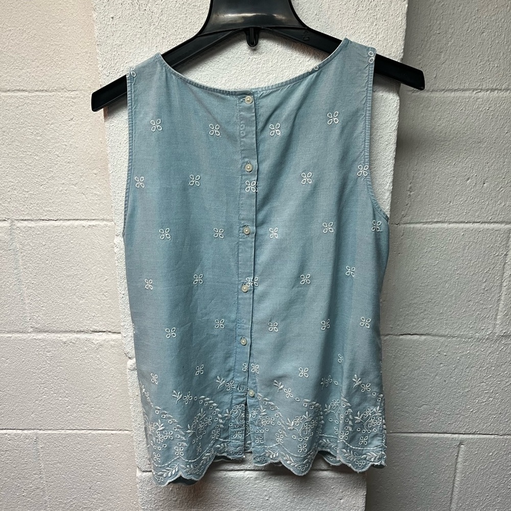 LOFT Light Blue Embroidered Blouse. Small - Picture 5 of 6